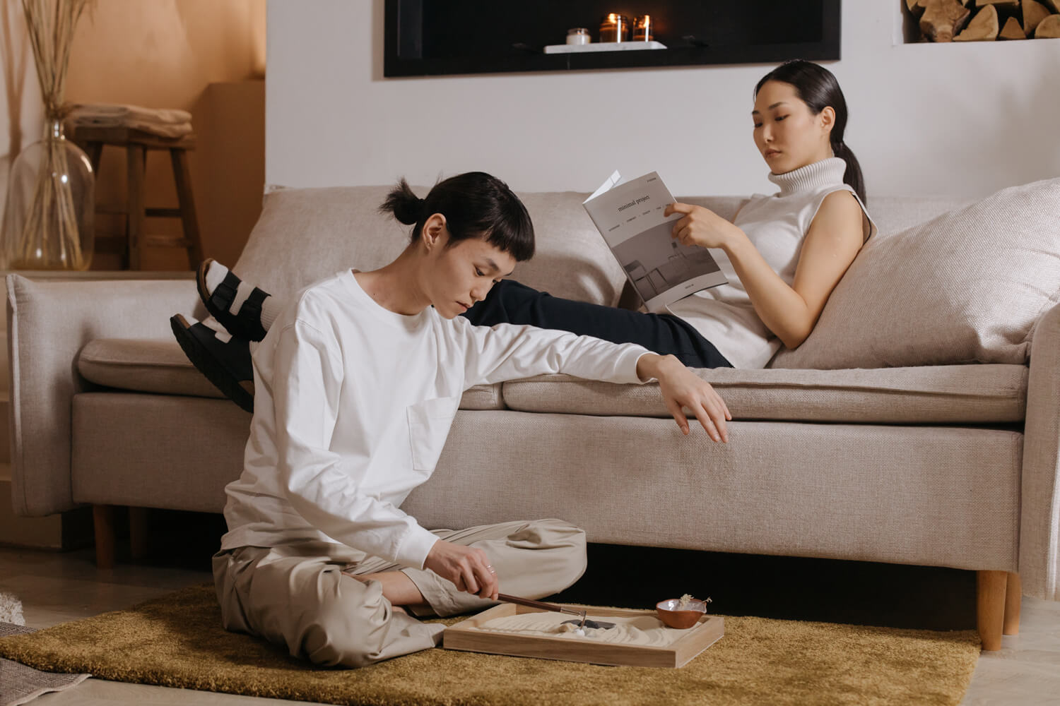 Japandi Living Room - Home Design Institute - Paris